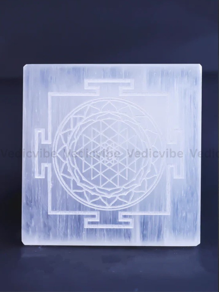 Selenite Shree Yantra Plate