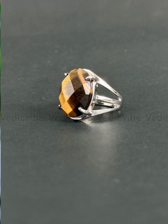 Tiger Eye Diamond Cut Ring