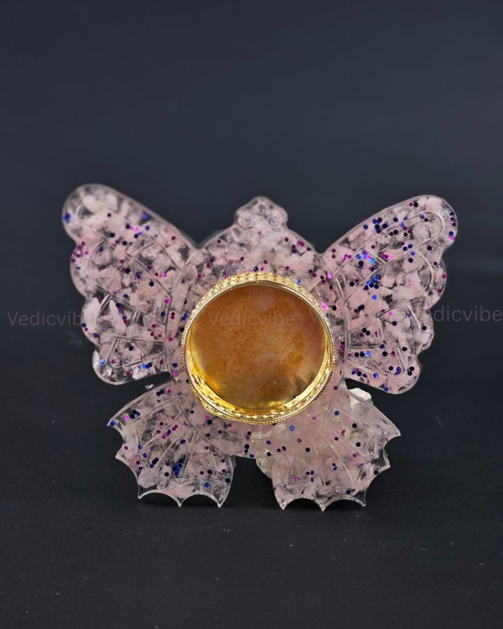 rose quartz butterfly candle holder